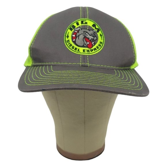 Outdoor Cap Big M Diesel Express Mesh Strapback Cap Trucker Hat Neon Green Gray - Picture 5 of 10